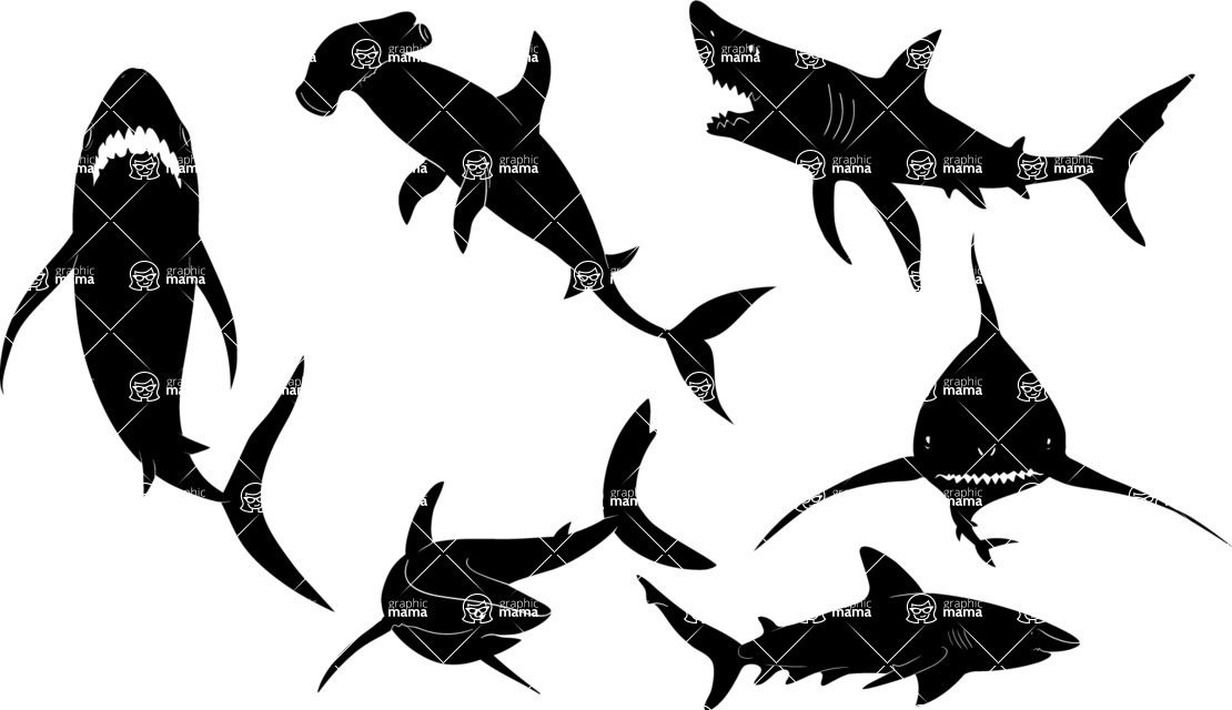 Vector silhouettes - Vector Shark Silhouettes Set